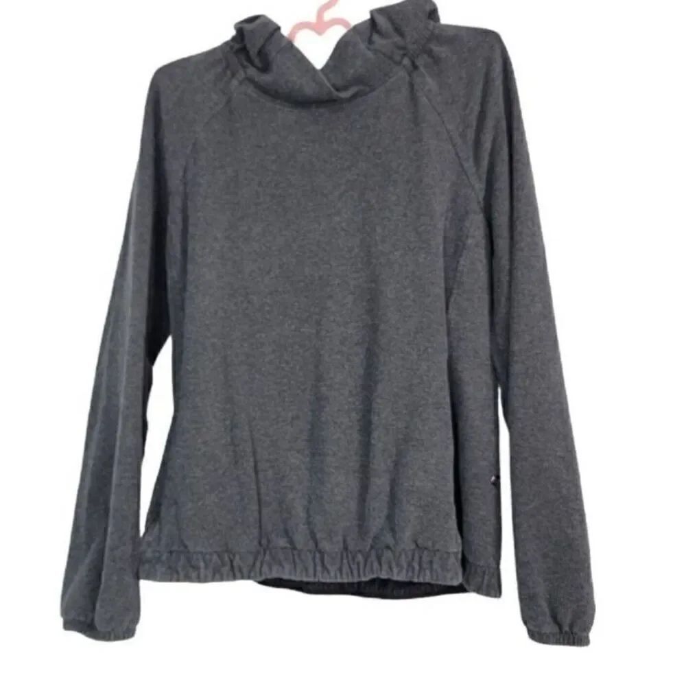 Lululemon Women's After All Pullover Size 8 Heathered Grey Ruched Neck
